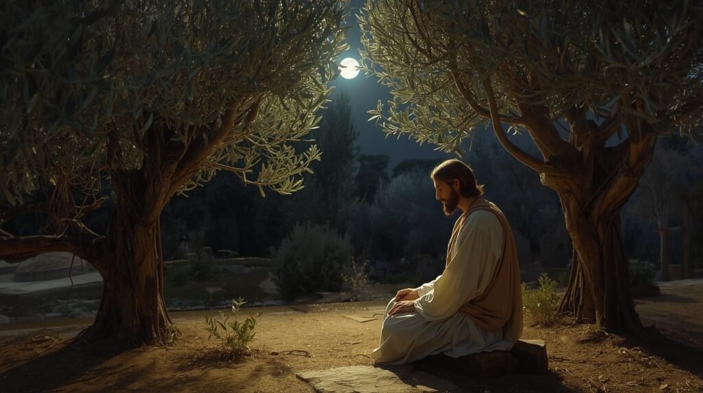 Jesús meditando en Getsemani