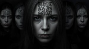 códigos qr en la frente de las personas